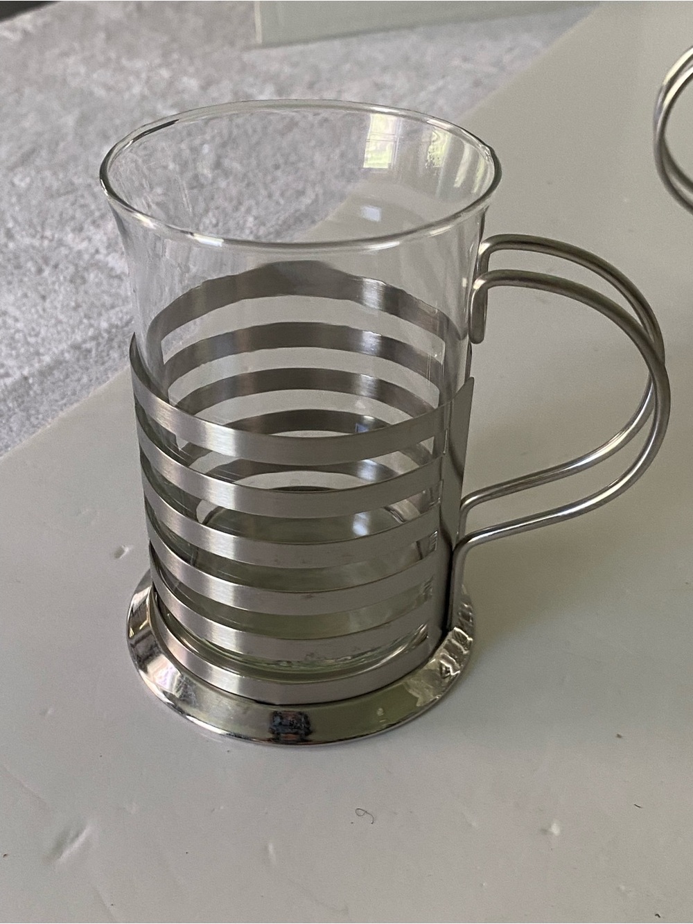 6 Glass Inserts With Decorative Silver Metal Handles - Picture 2 of 7